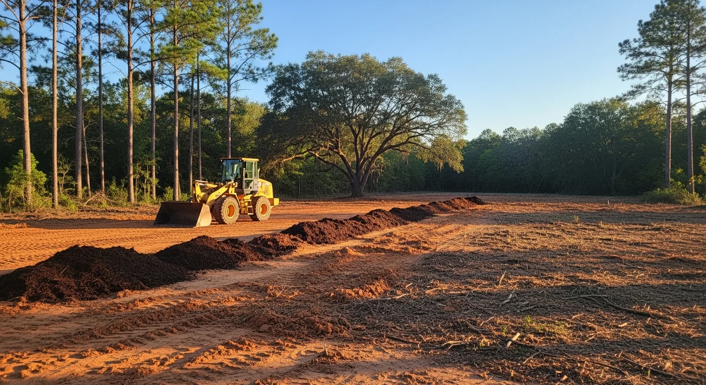 Heavy equipment operator moving machinery on a job site in Alabama